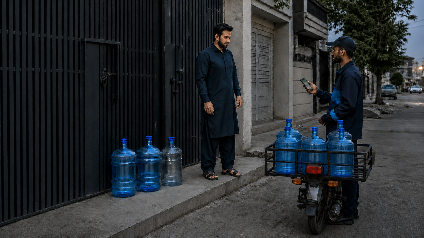 A water bottle return and exchange at the doorstep