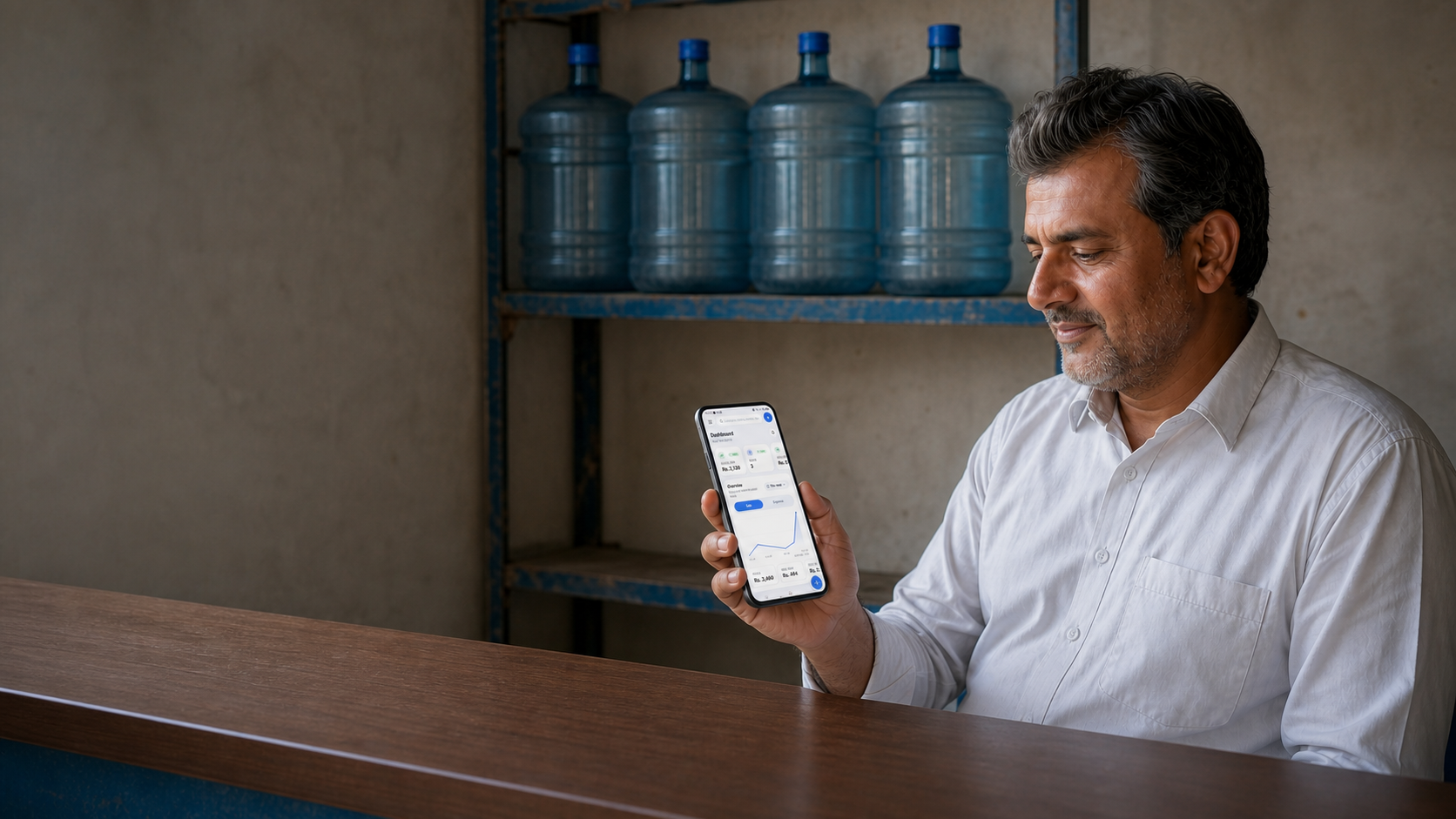 Supplier owner checking the AquaFlow dashboard